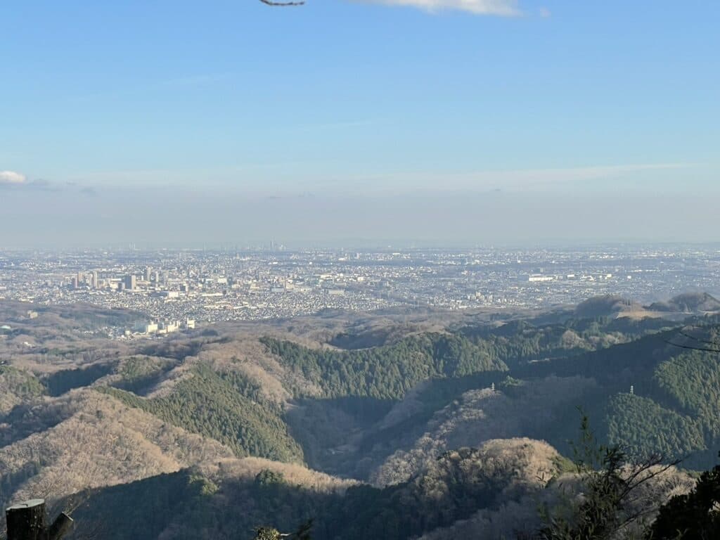 The Kantō plain and the distant Tokyo skyline from the top of Mount Takao